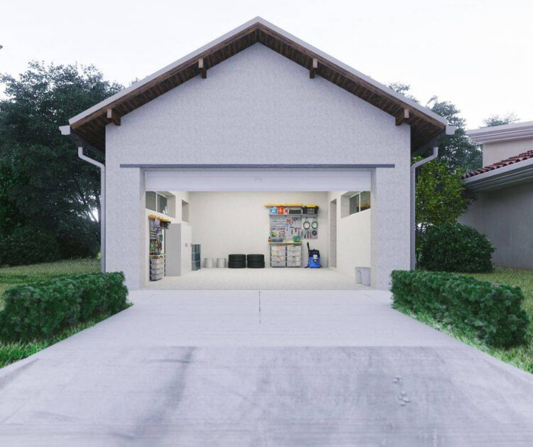 Odpowiednio zabezpieczony garaż który stoi koło domu